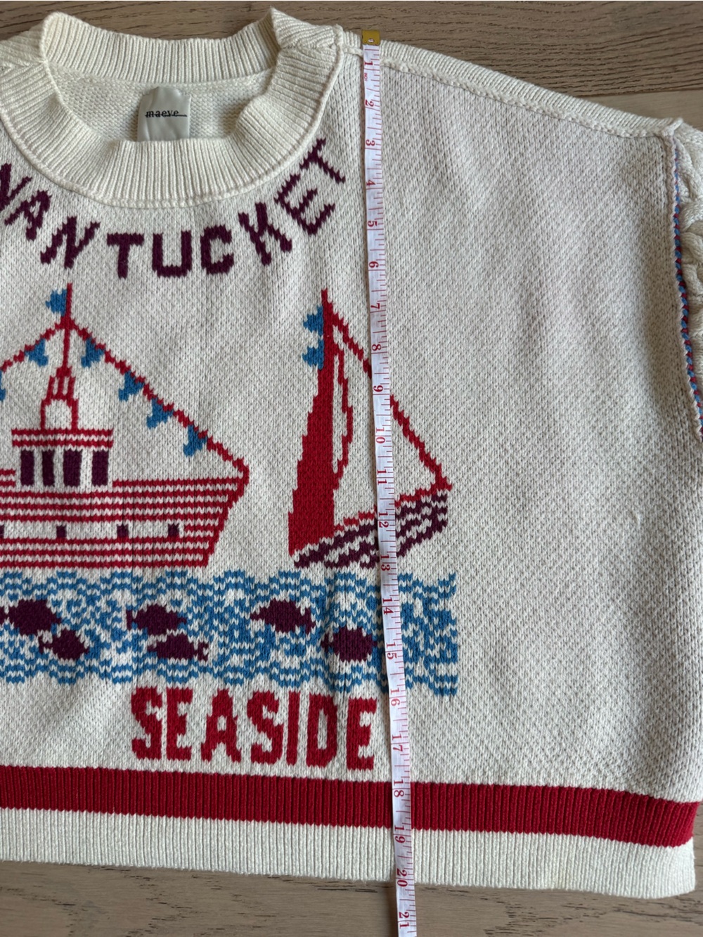 Maeve by Anthropologie Graphic Cable-Knit Sweater Seaside Nantucket Sz:S - Picture 11 of 14